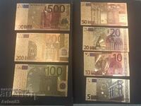 Souvenir gold-plated euro banknotes