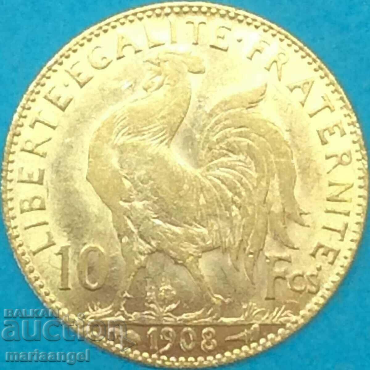 Γαλλία 10 φράγκα 1908 Ποιότητα 3,22 γρ