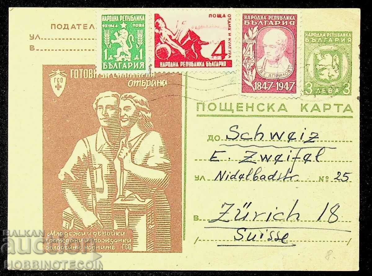 BULGARIA ILLUSTRATED travel card SOFIA SWITZERLAND 1949 BULGARIA ILLUSTRATED travel card SOFIA SWITZERLAND 1949