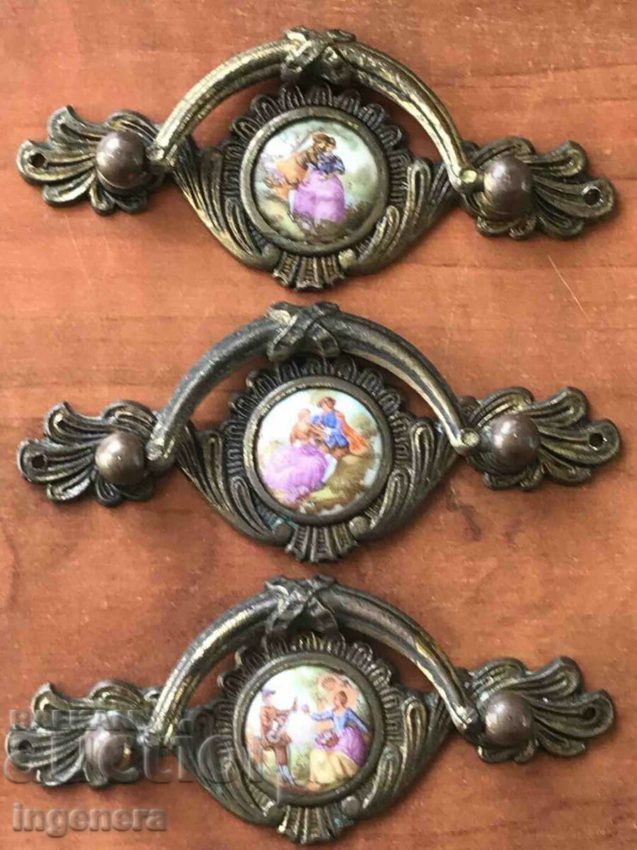 HANDLE FURNITURE HANDLES METAL PORCELAIN ANTIQUE - 6 HANDLE FURNITURE HANDLES METAL PORCELAIN ANTIQUE - 6