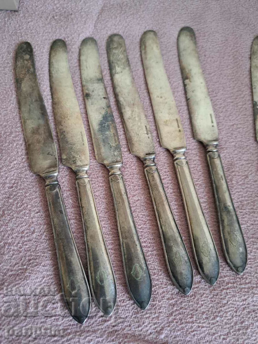 6 pieces of OLD KNIVES for eating with markings. B.Z.C.