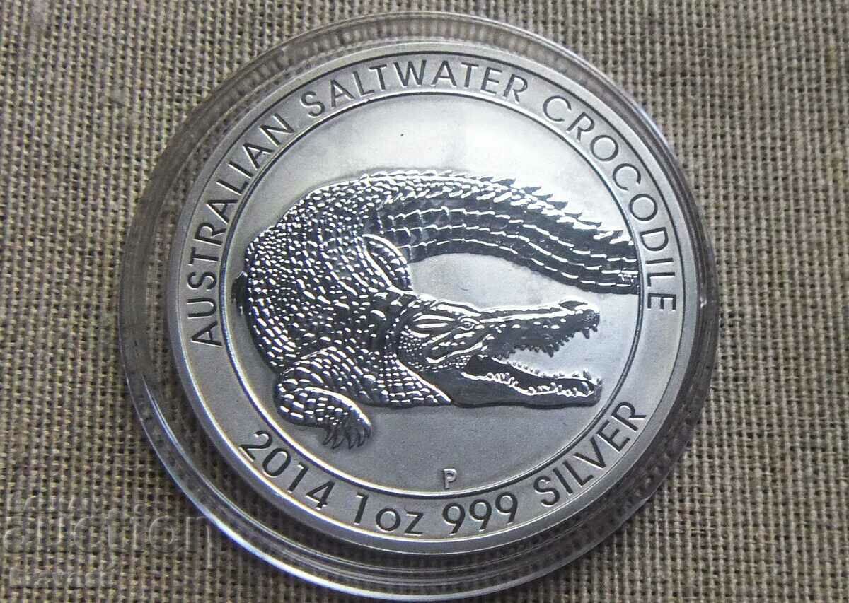 Αυστραλία - 1 δολάριο - 2014 - 1 Οζ - Κροκόδειλος αλμυρού νερού!