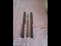 3 pieces of OLD KNIVES for eating with markings. B.Z.C.
