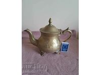 Teapot, Jug, 18 cm, bronze, Inlaid, engraved