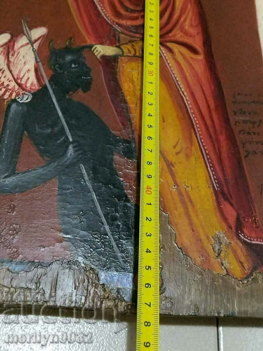 Painted icon 1905 48/37cm St. Marina cross devil picture - 5 Painted icon 1905 48/37cm St. Marina cross devil picture - 5