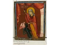 Painted icon 1905 48/37cm St. Marina cross devil picture