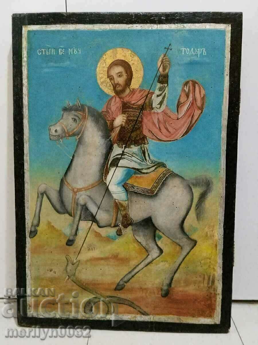 Painted icon 19th century 62/44cm St. Theodore kills the snake cross with price 1290.00 BGN | € 659.57 Painted icon 19th century 62/44cm St. Theodore kills the snake cross with price 1290.00 BGN | € 659.57