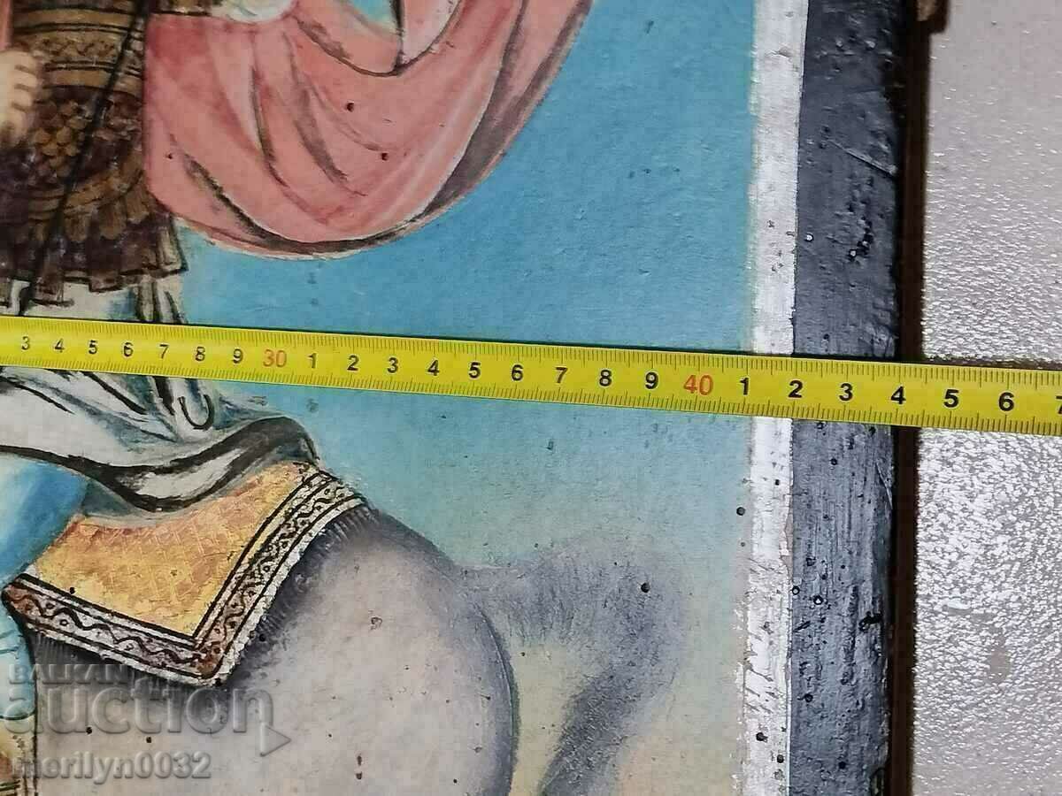 Painted icon 19th century 62/44cm St. Theodore kills the snake cross - 5 Painted icon 19th century 62/44cm St. Theodore kills the snake cross - 5