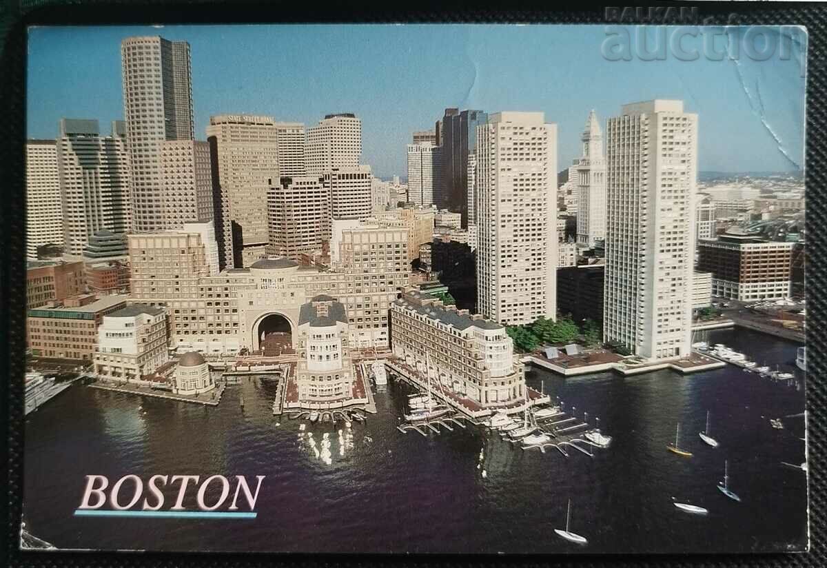 USA Пощенска картичка & THE HARBOR SKYLINE Boston, Massac...