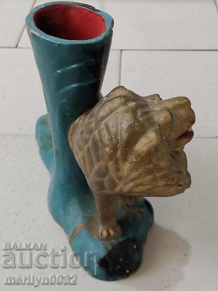 Old ceramic vase with the figure of a lion - 7 Old ceramic vase with the figure of a lion - 7