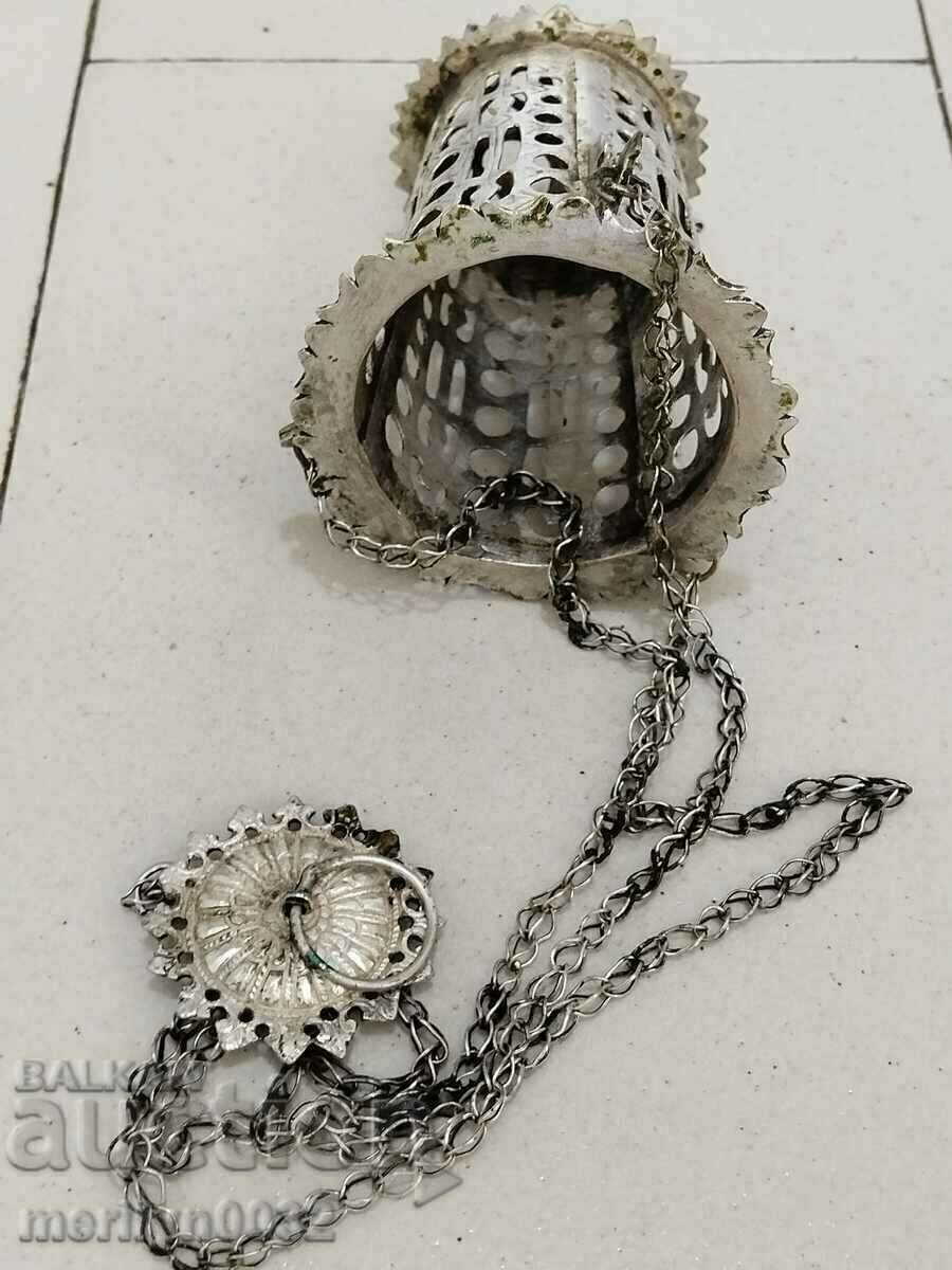 Renaissance silver lamp 19th century silver cross - 6