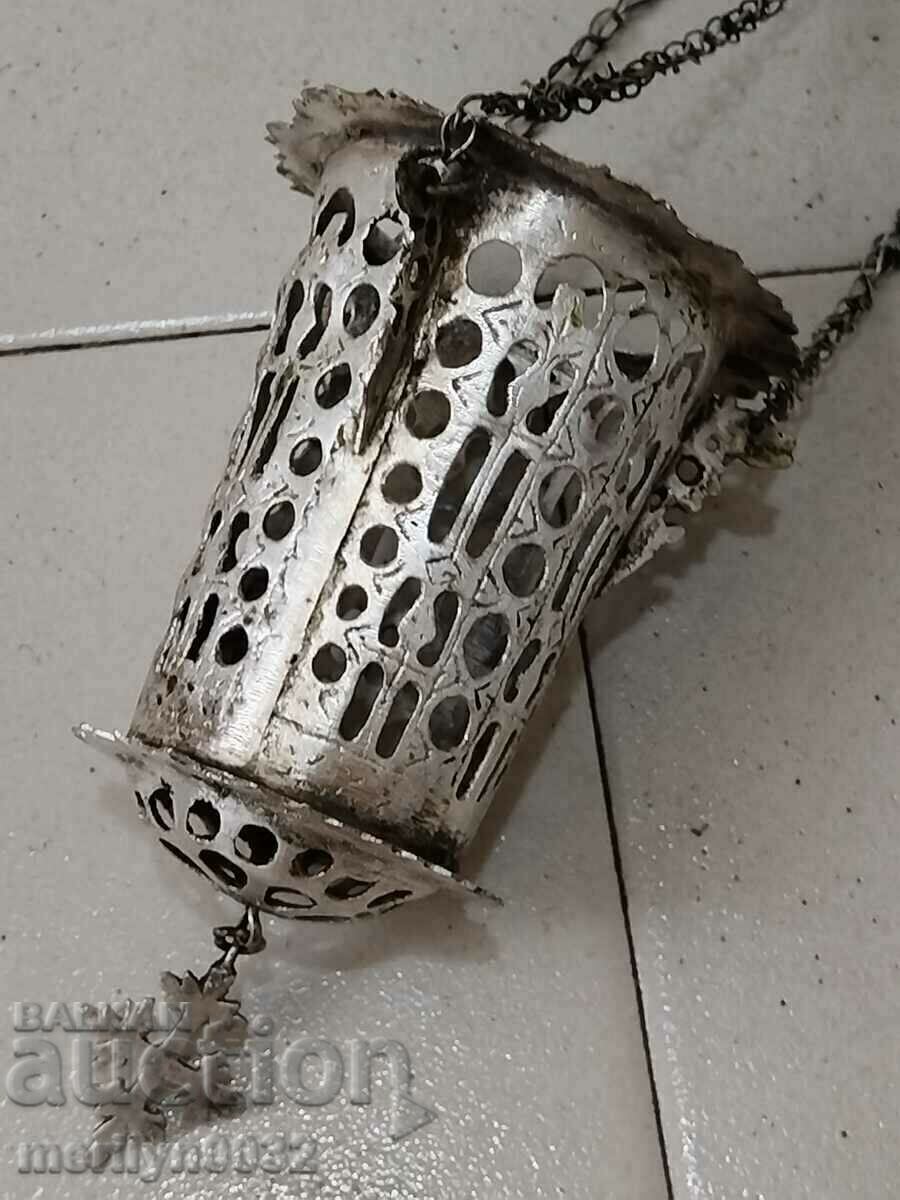 Renaissance silver lamp 19th century silver cross - 7