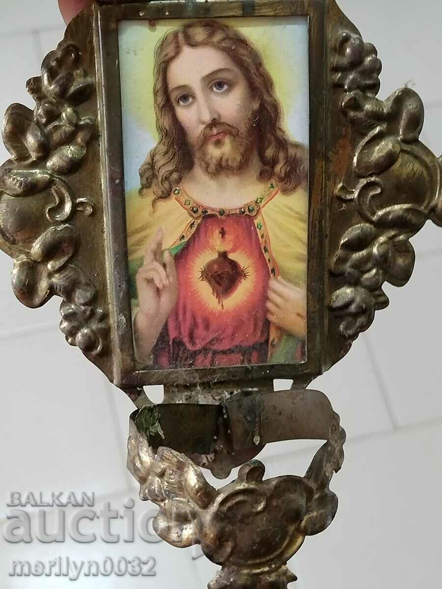 Brass candle holder of the 20th century Jesus cross - 7 Brass candle holder of the 20th century Jesus cross - 7