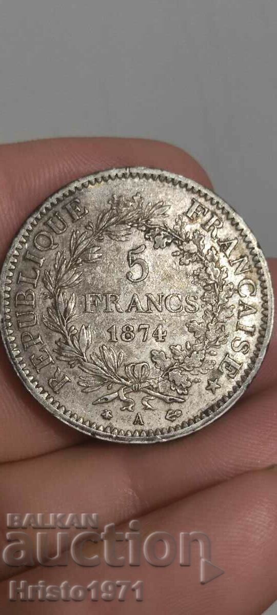 5 franci 1874 A