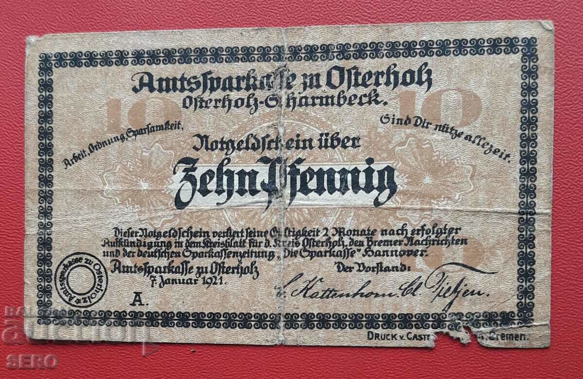 Банкнота-Германия-Саксония-Остерхолц-10 пфенига 1921