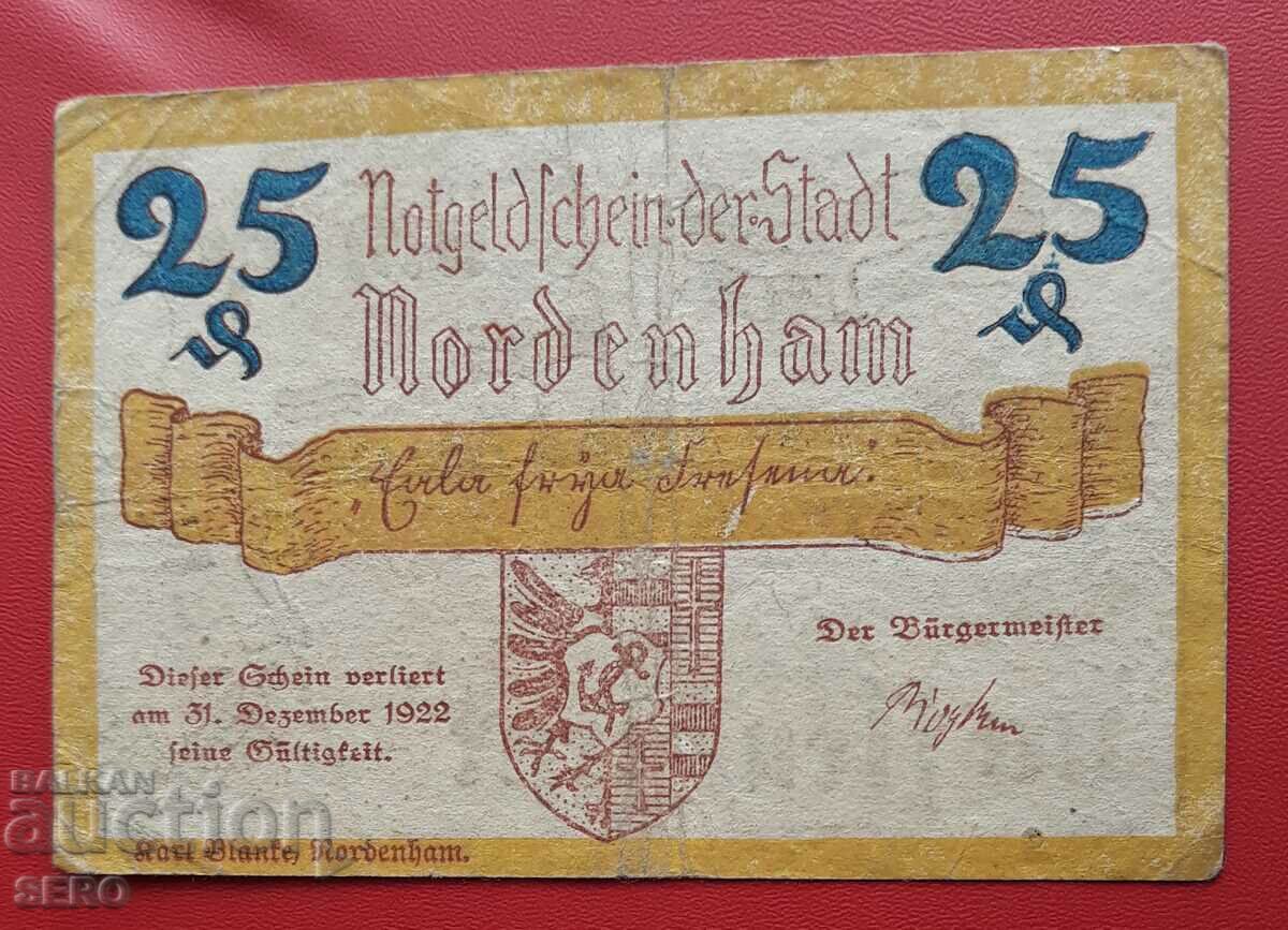 Banknote-Germany-Saxony-Nordenham-25 Pfennig 1922