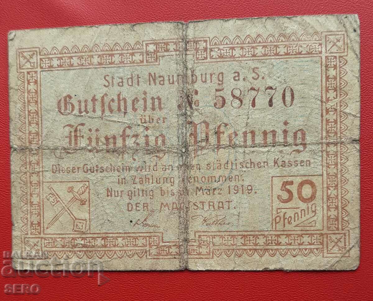 Banknote-Germany-Saxony-Naumburg-50 pfennig 1919