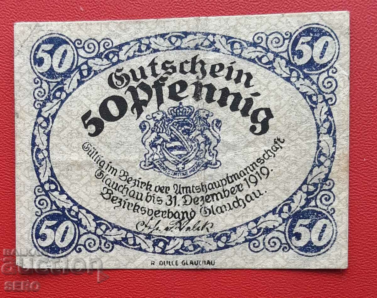 Bancnota-Germania-Saxonia-Glauchau-50 pfennig 1919