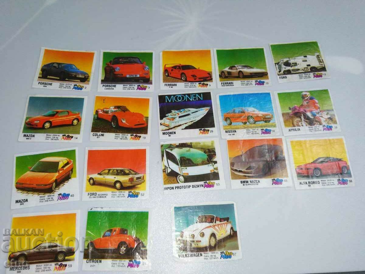 18 pcs. SOCIAL PICTURES OF GUM-CARS-MOTOS