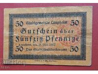 Τραπεζογραμμάτιο-Γερμανία-Βάδη-Βυρτεμβέργη-Laupheim-50 pf. 1917