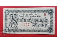 Bancnota-Germania-Baden-Württemberg-Pforzheim-25 pfennig 1918