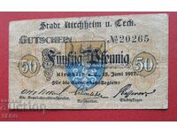 Банкнота-Германия-Баден-Вюртенберг-Кирхайм-50 пфенига 1917