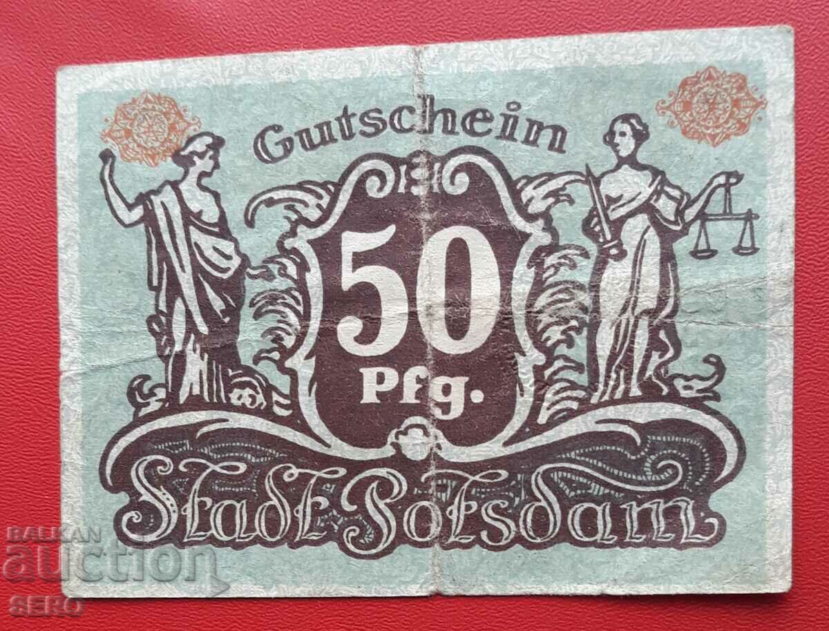Τραπεζογραμμάτιο-Γερμανία-Βρανδεμβούργο-Πότσνταμ-50 Pfennig 1920