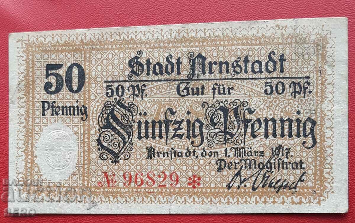 Banknote-Germany-Thuringia-Arnstadt-50 pfennig 1917