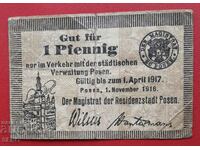 Bancnota-Germania-Prusia-Posen/Poznan in Polonia/-1 pf. 1917