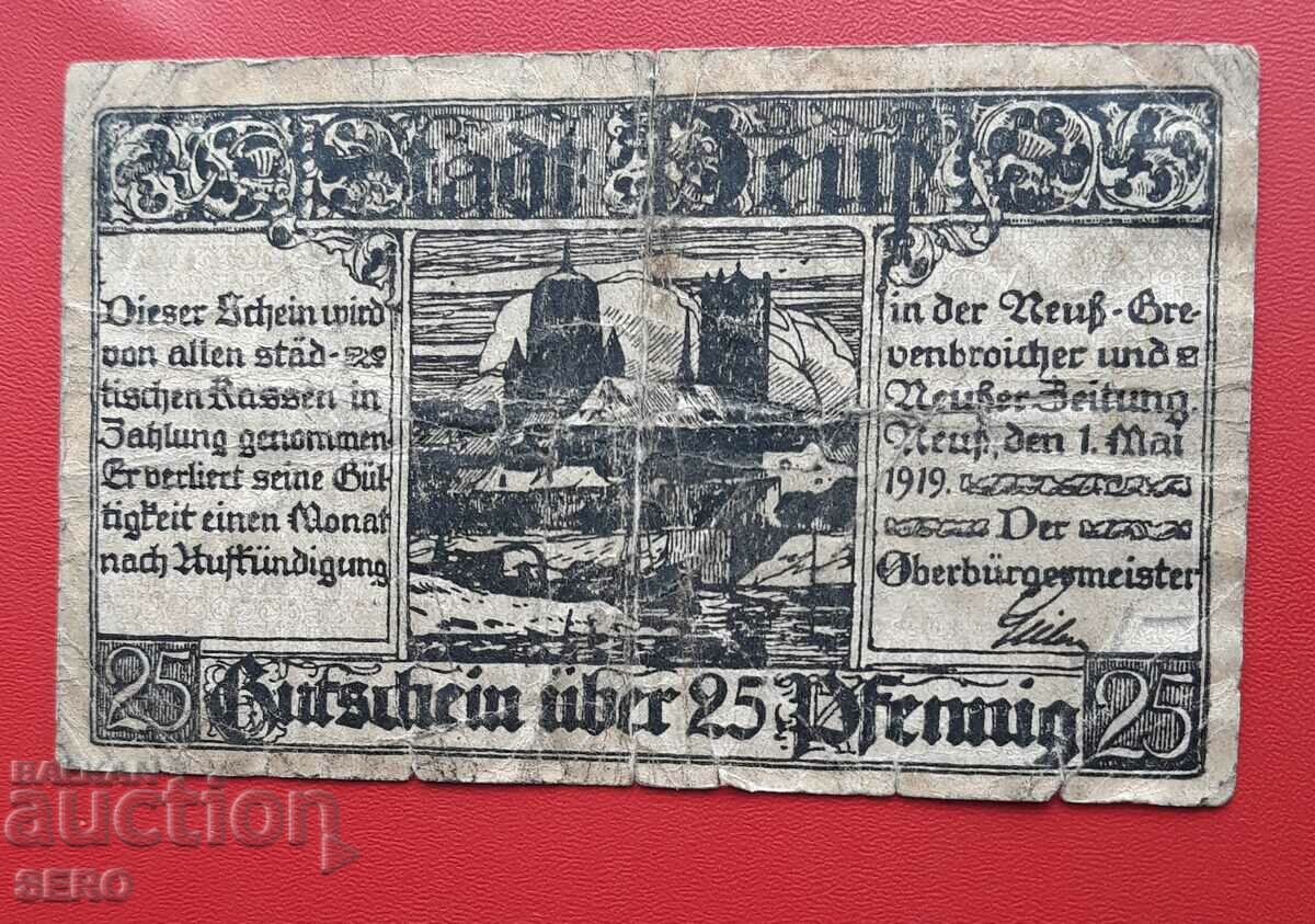Банкнота-Германия-С.Рейн-Вестфалия-Гревенброх-25 пфен. 1919