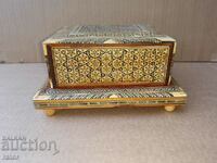Old music box with lantern - wood, mother of pearl, bone