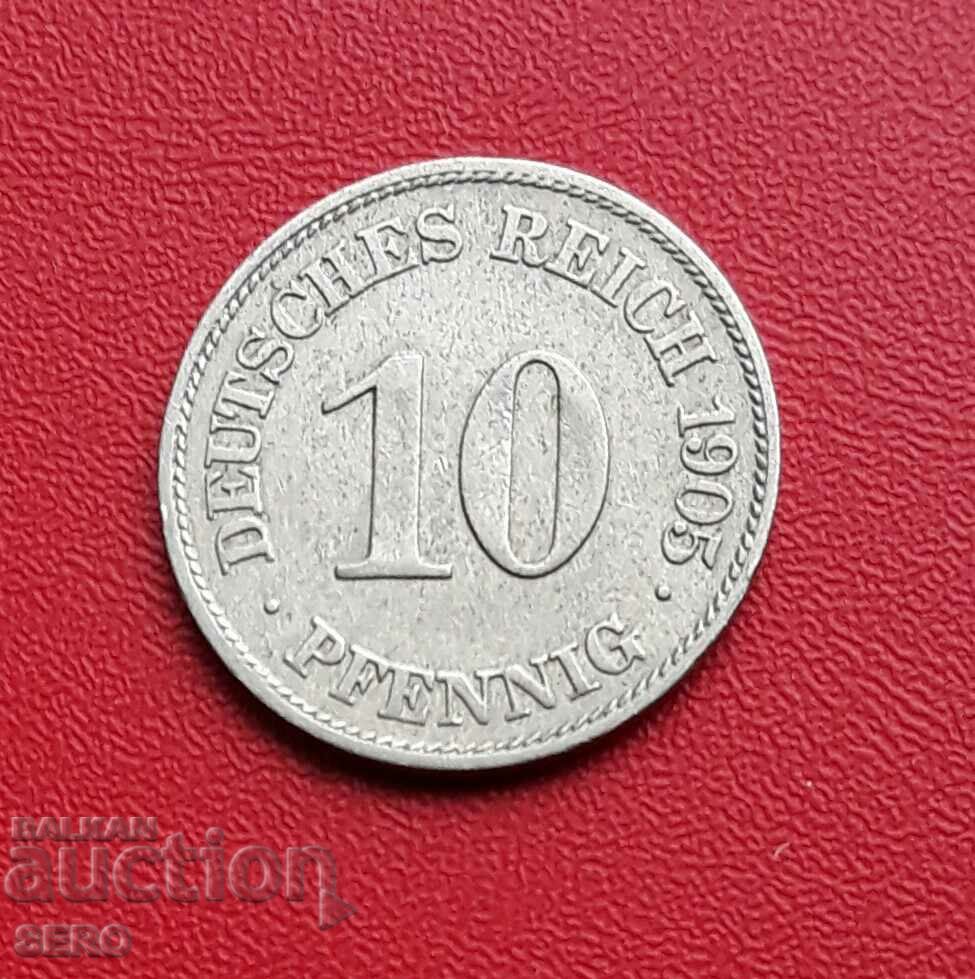 Germania-10 Pfennig 1905 E-Muldenhüten