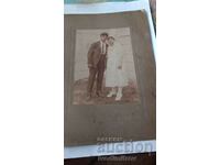 Снимка Горни Дъбникъ Младоженци 1922 Картон