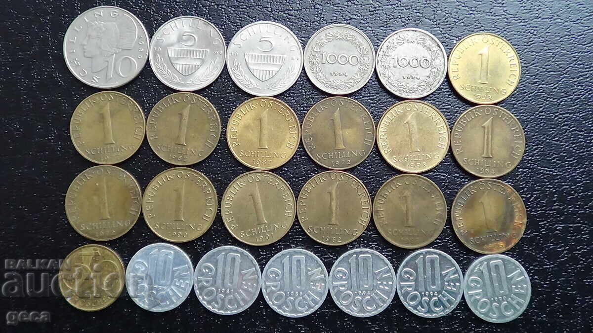 Auction Lot of coins Austria - 25 pieces Auction Lot of coins Austria - 25 pieces