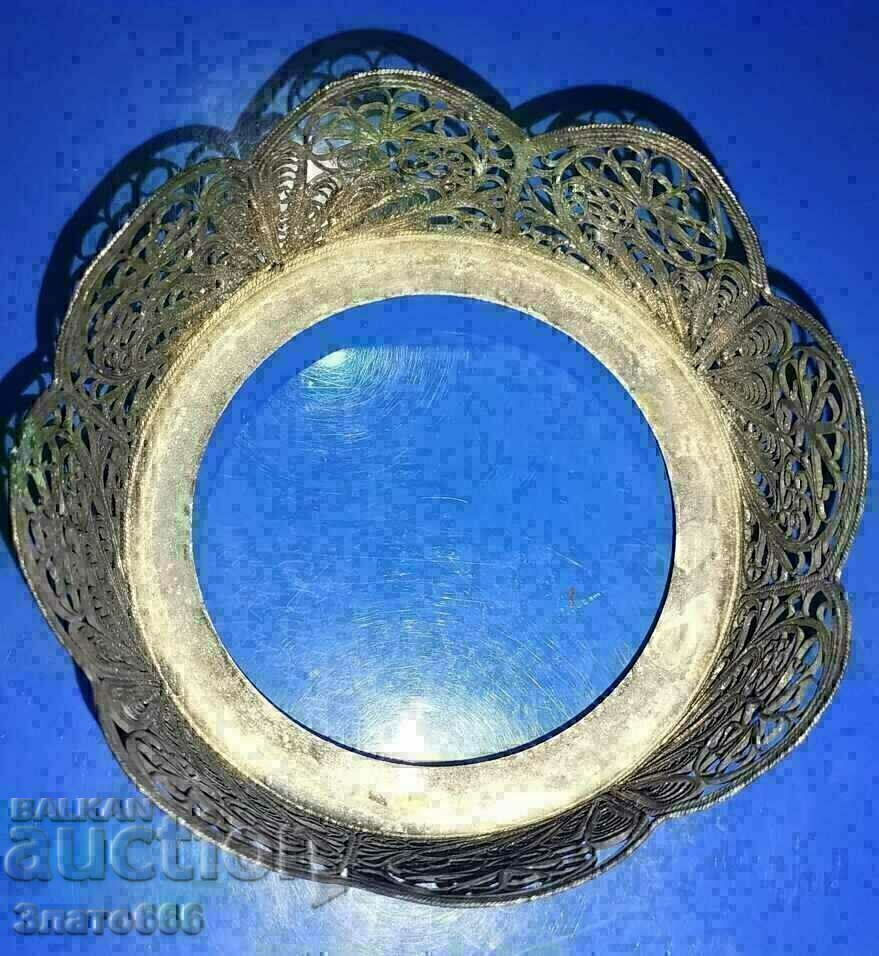 Old Russian silver plated coaster, filigree with price 25.00 BGN | € 12.78 Old Russian silver plated coaster, filigree with price 25.00 BGN | € 12.78