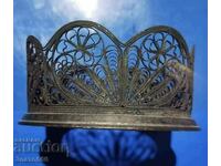 Coaster rusesc vechi placat cu argint, filigran