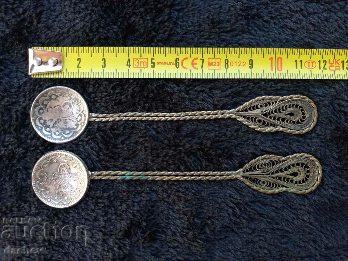 UNIQUE FILIGREE SPOONS WITH AUTHENTIC SILVER COINS with price 60.00 BGN | € 30.68 UNIQUE FILIGREE SPOONS WITH AUTHENTIC SILVER COINS with price 60.00 BGN | € 30.68