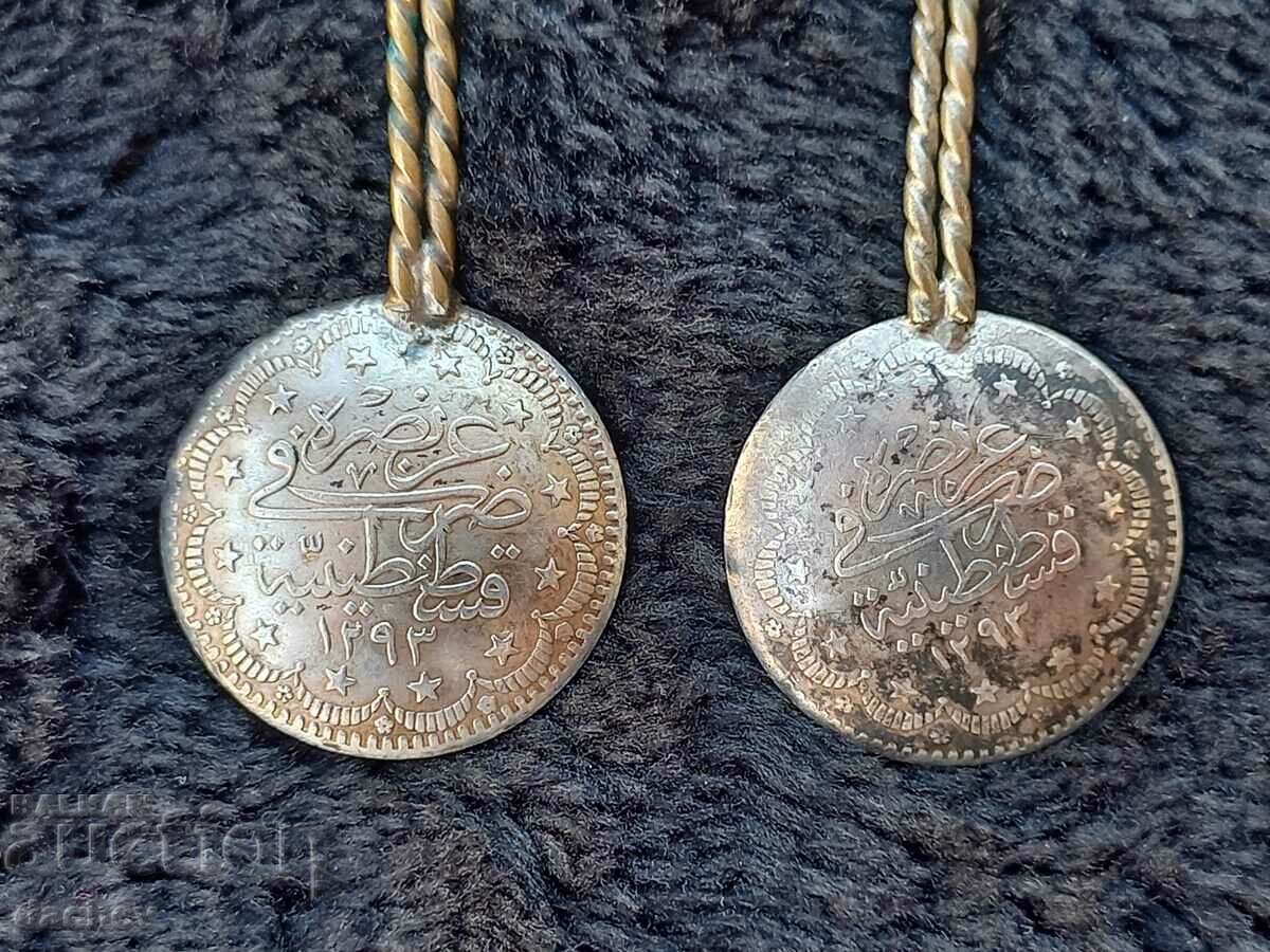 UNIQUE FILIGREE SPOONS WITH AUTHENTIC SILVER COINS - 5 UNIQUE FILIGREE SPOONS WITH AUTHENTIC SILVER COINS - 5