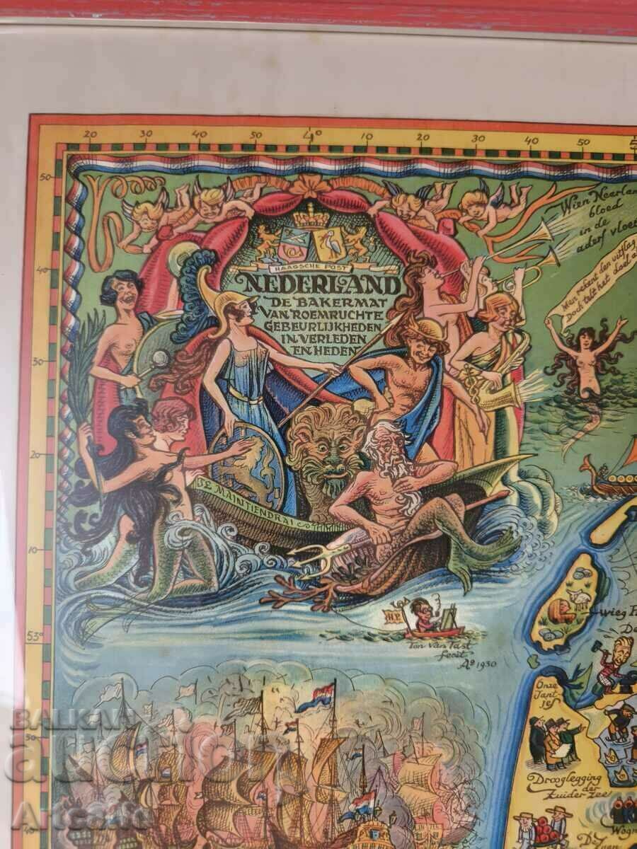 Антикварна анимирана карта Бенелюкс 1920-30 г. - 6