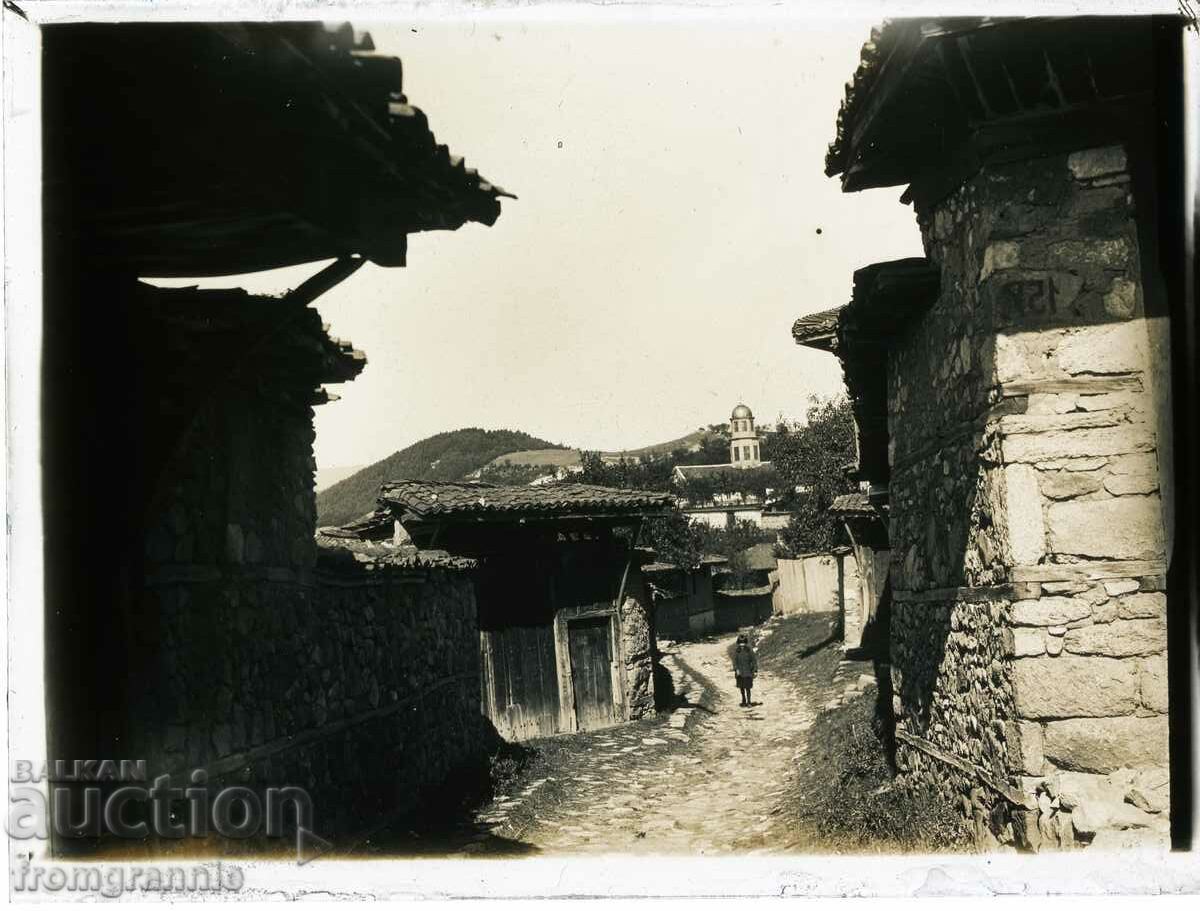 стар стъклен позитив, български възрожденски, град,  ок.1922