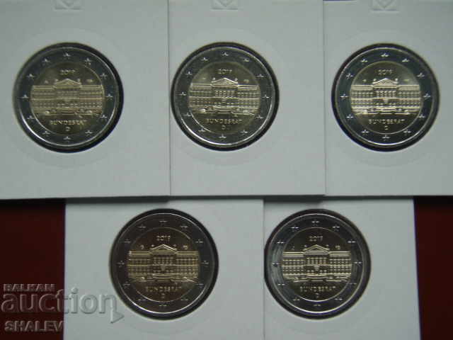 2 euro 2019 Germania „Bundesrat” A,D,F,G,J (Germania) - 2 euro cu preț 37.89 BGN | € 19.37