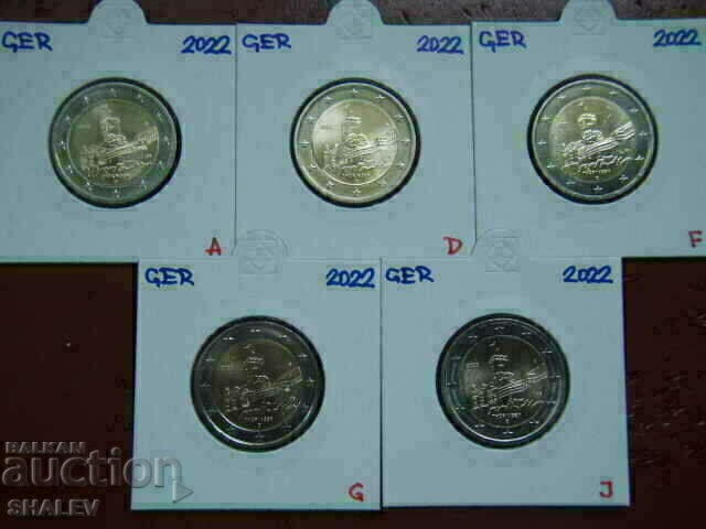 2 Euro 2022 Germany "Thuringen" A,D,F,G,J (Germany) - 2 euros with price 39.89 BGN | € 20.40