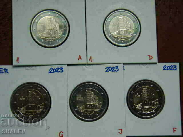 2 Euro 2023 Germany "Hamburg" A,D,F,G,J /Germany/ - 2 euros with price 39.89 BGN | € 20.40