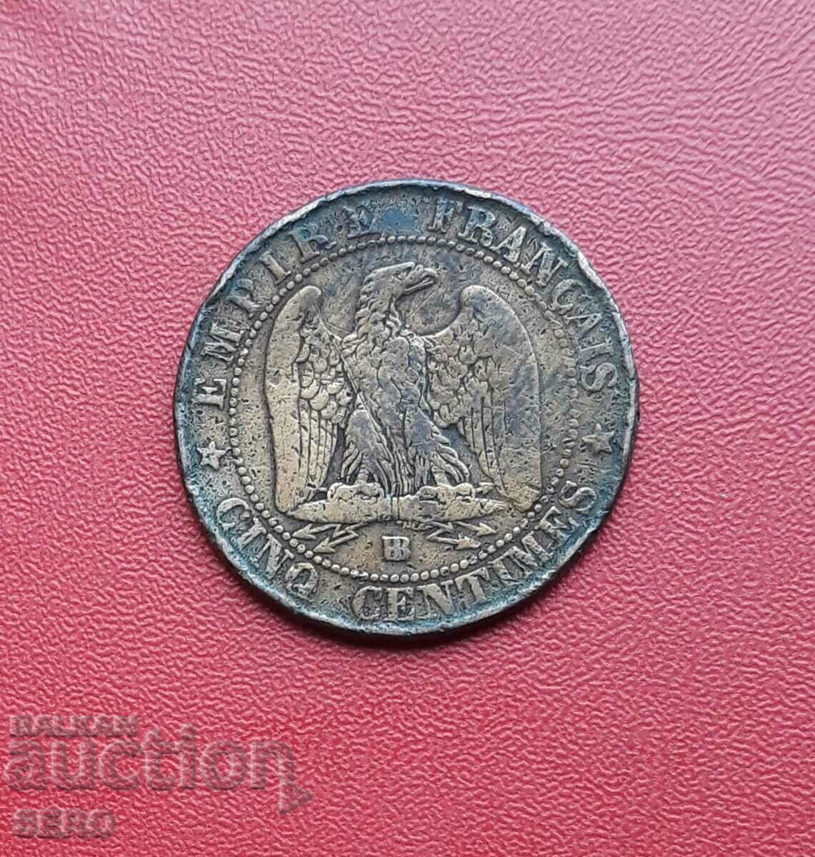 France-5 cents 1855 BB-Strasbourg