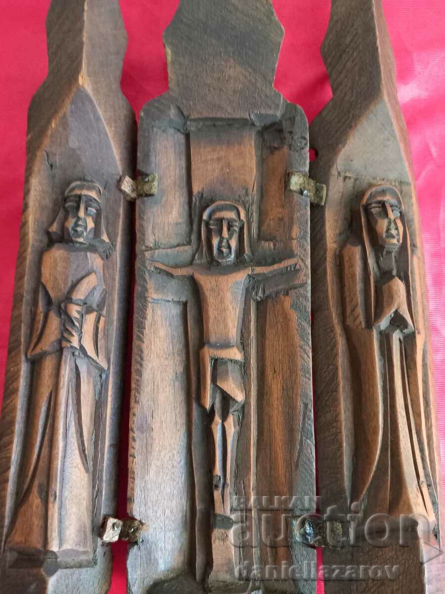 Rare Old Wooden TRIPTYCH Wood Carving with price 75.00 BGN | € 38.35 Rare Old Wooden TRIPTYCH Wood Carving with price 75.00 BGN | € 38.35