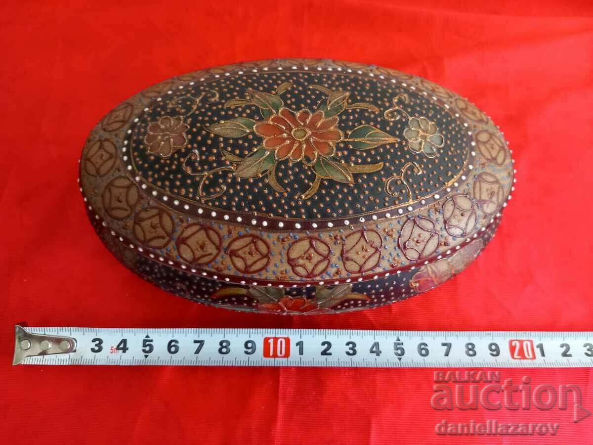 SATSUMA Porcelain Jewelry Box Marked! - 7