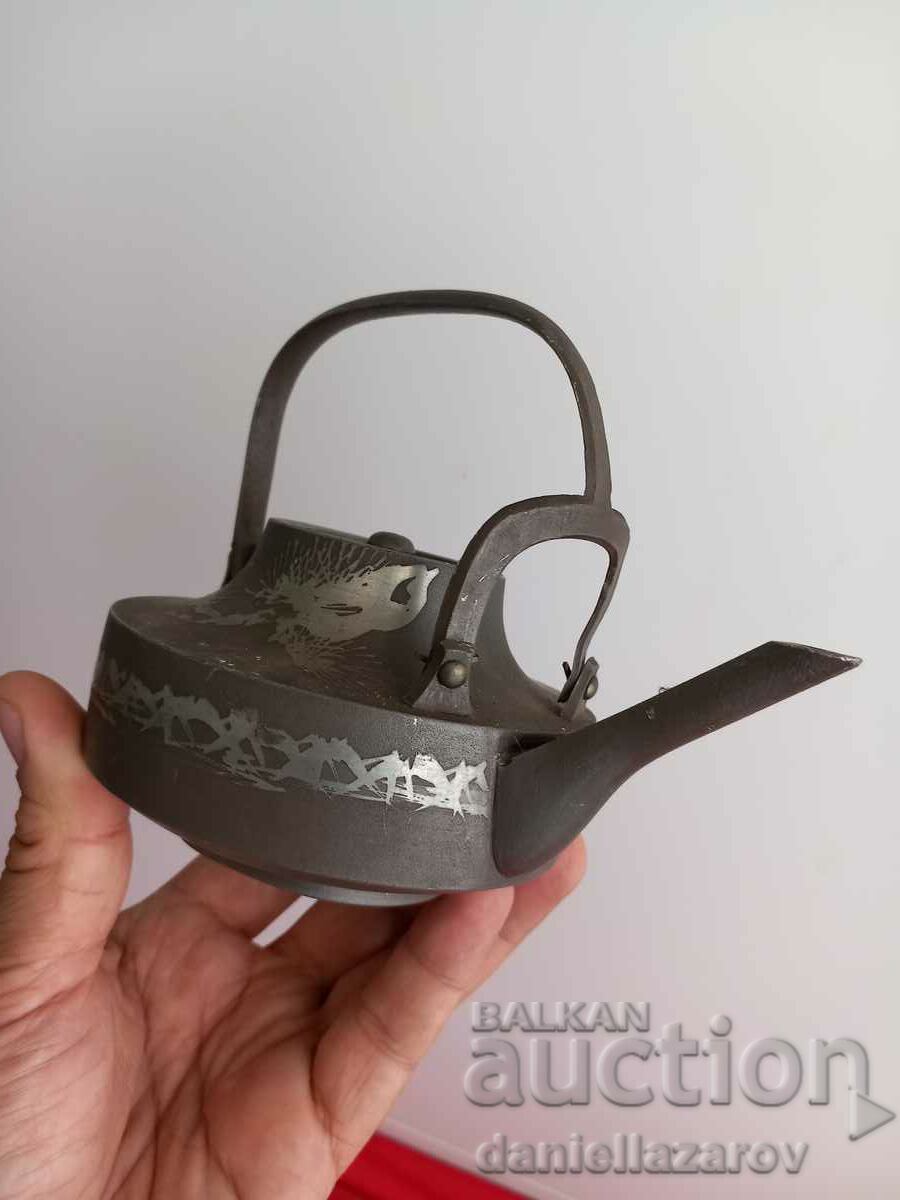 Rare Old Japanese Tinn Choshi Sake Kettles - 7 Rare Old Japanese Tinn Choshi Sake Kettles - 7