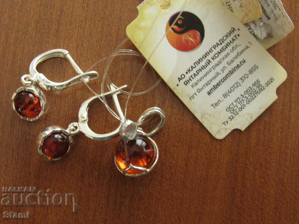 Auction Premium Baltic amber earring and pendant set Auction Premium Baltic amber earring and pendant set