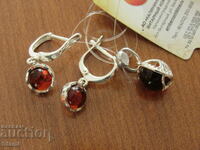 Premium Baltic amber earring and pendant set