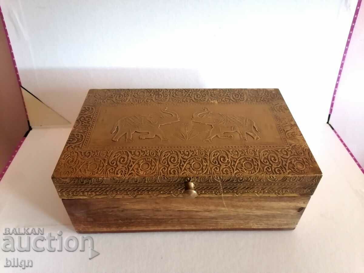 Great Old Jewelry Box With Bronze Ornaments